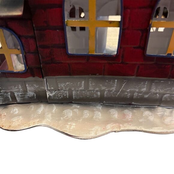 Metal Christmas House Lantern Santa Snowman Holiday Village Tealught Holder GUC - Picture 13 of 16